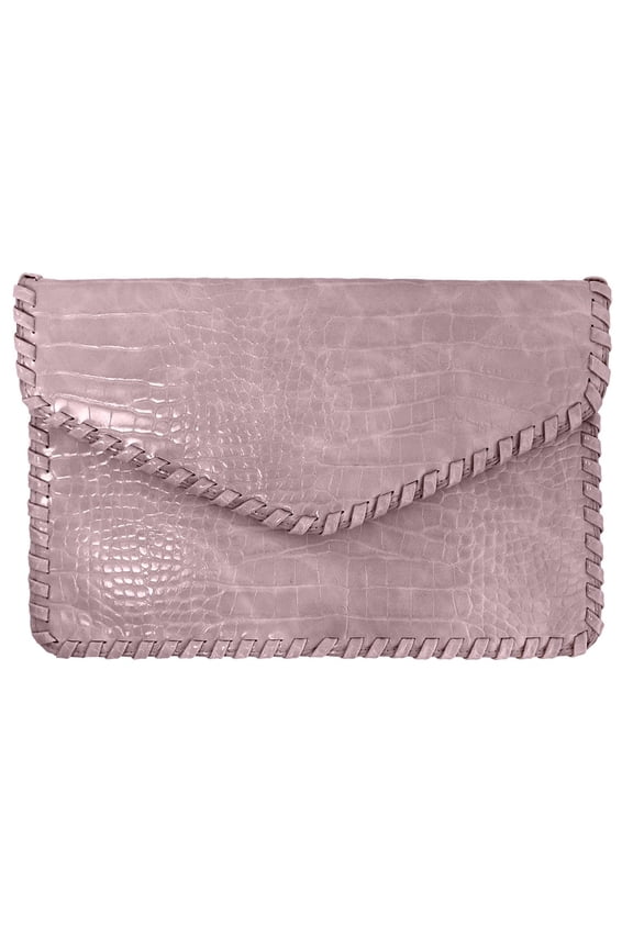 Flat Crocodile Pattern Envelope Clutch