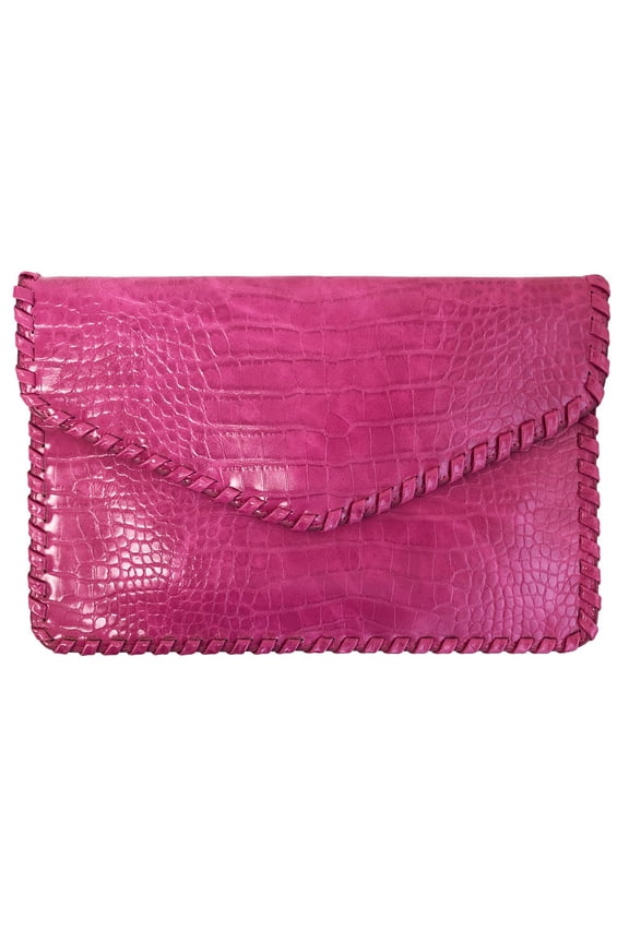 Flat Crocodile Pattern Envelope Clutch