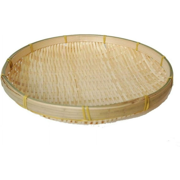 Flat Delicate Weaving Bamboo Basket 100% Natural Handmade Woven Basket Serving Tray U Shape Holder Food Flat Shallow Basket
