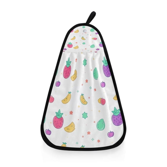 Flat Design Fruits Pattern Hanging Towel Hand Towel 16.53x12.20in Quick-Drying for Kitchen and Bathroom Use