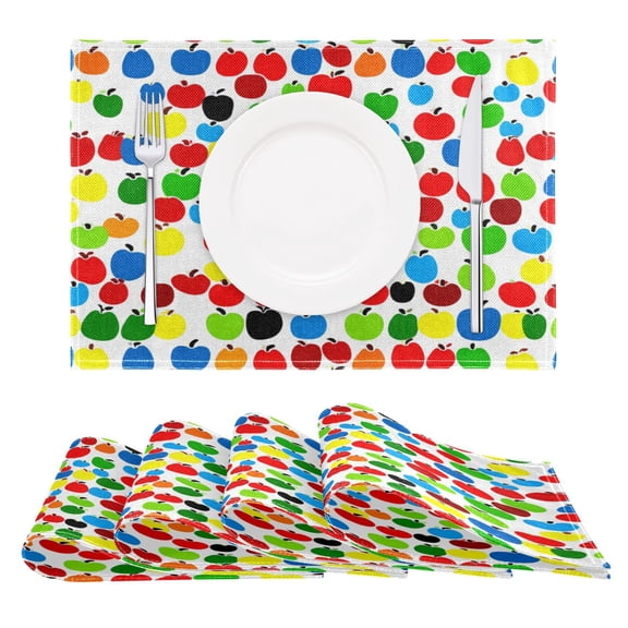 Flat Design Fruits Reversible Placemat Non Slip Coffee Mat 18x12 Inch for Dining, Kitchen, Coffee