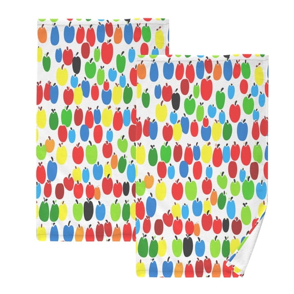 Flat Design Fruits Set of 2 Pure Cotton Towels, 16'' x 28'', Highly Absorbent and Soft