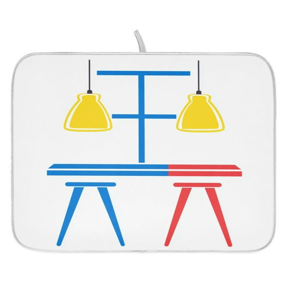 Flat Design Simple Lines Dish Drying Mat for Kitchen, Quick Drying Absorbent Soft Durable 16" x 18"
