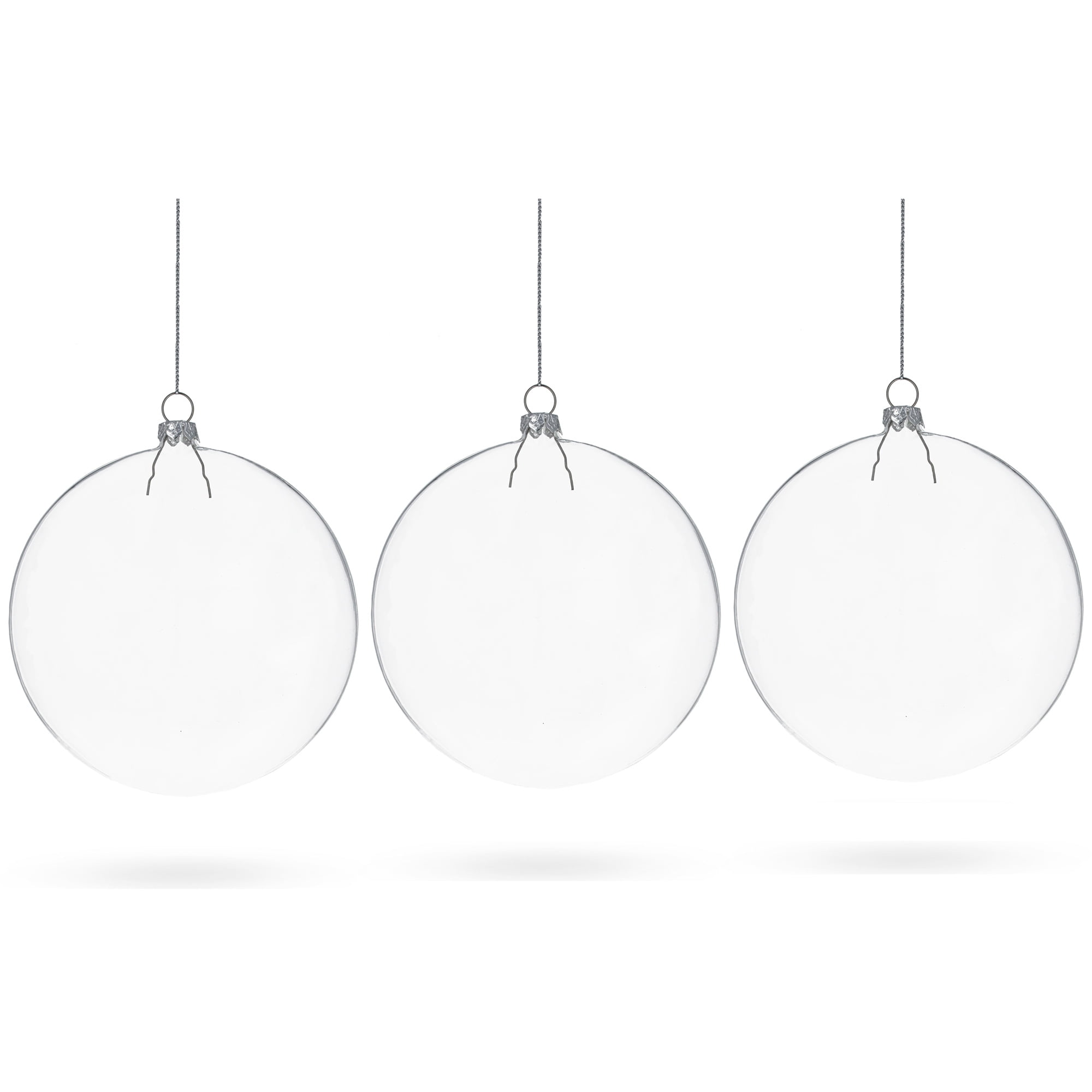 Flat Disc Clear Blown Glass Christmas Ornament