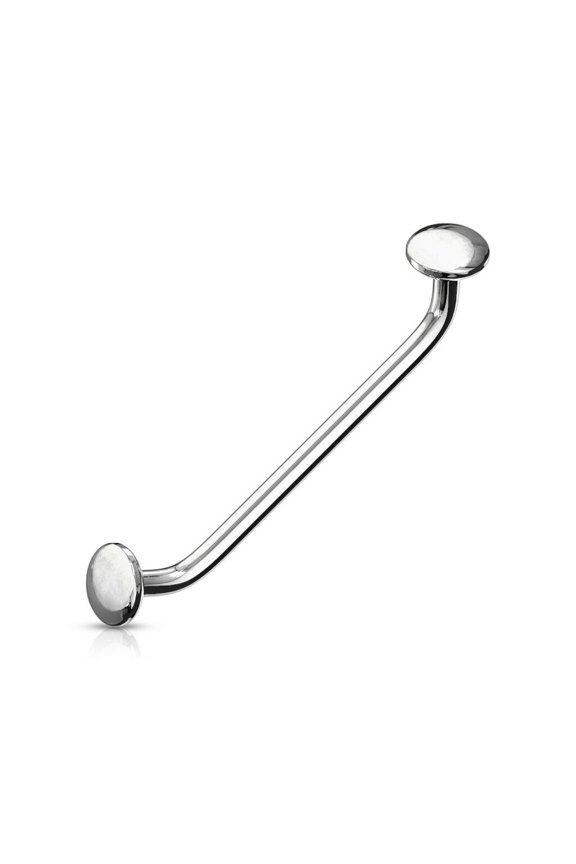 Flat Disc Ends 45° Bent Staple Barbell Int.Threaded for Surface,Snake Eye,Tongue