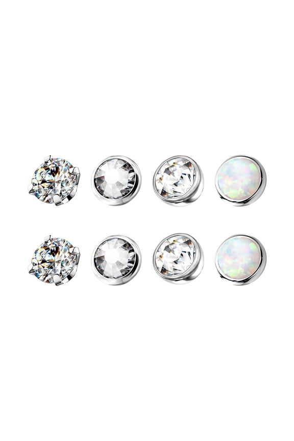 Flat Dome 4mm Bezel Set Round Opal Clear CZ Crystal Dermal Anchor Tops 14 Gauge Dermal Piercing Jewelry Dermal Top