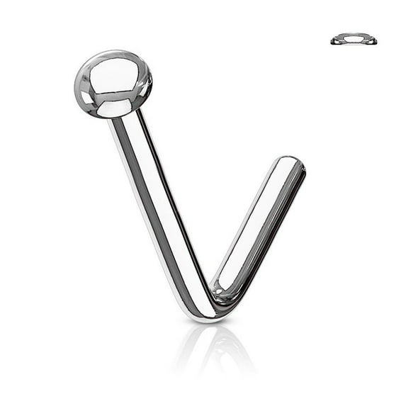 Flat Dome Disc End 316L Surgical Steel L Bend Stud Nose Ring