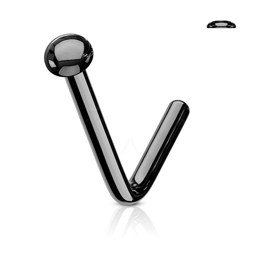 Flat Dome Disc End 316L Surgical Steel L Bend Stud Nose Ring