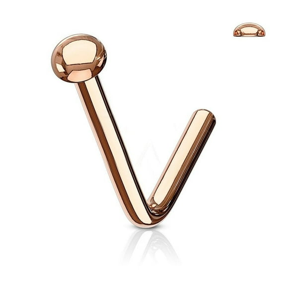 Flat Dome Disc End 316L Surgical Steel L Bend Stud Nose Ring