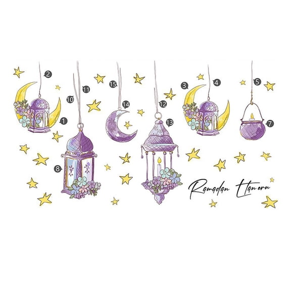 Flat Door Wall Stickers Eid Mubarak Wall Stickers Party Decor Ramadan Decoration