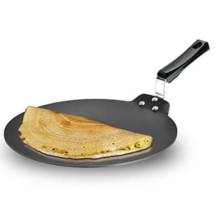 Ebony Non-Stick Dosa Tawa Griddle Pan 26.5 cm with Wooden Handle, Black