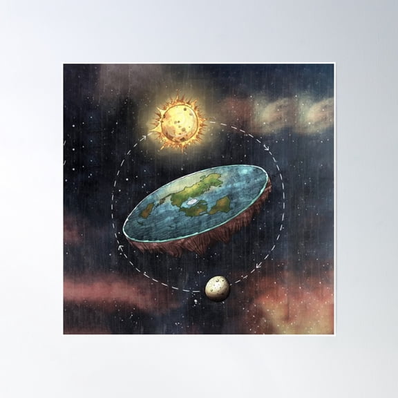 Flat Earth In Space Poster Wall Art, Modern Wall Decor, 16x16 UNFRAMED