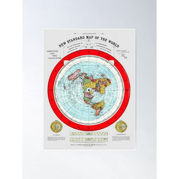Flat Earth Map - Alex Gleason 1892 Poster