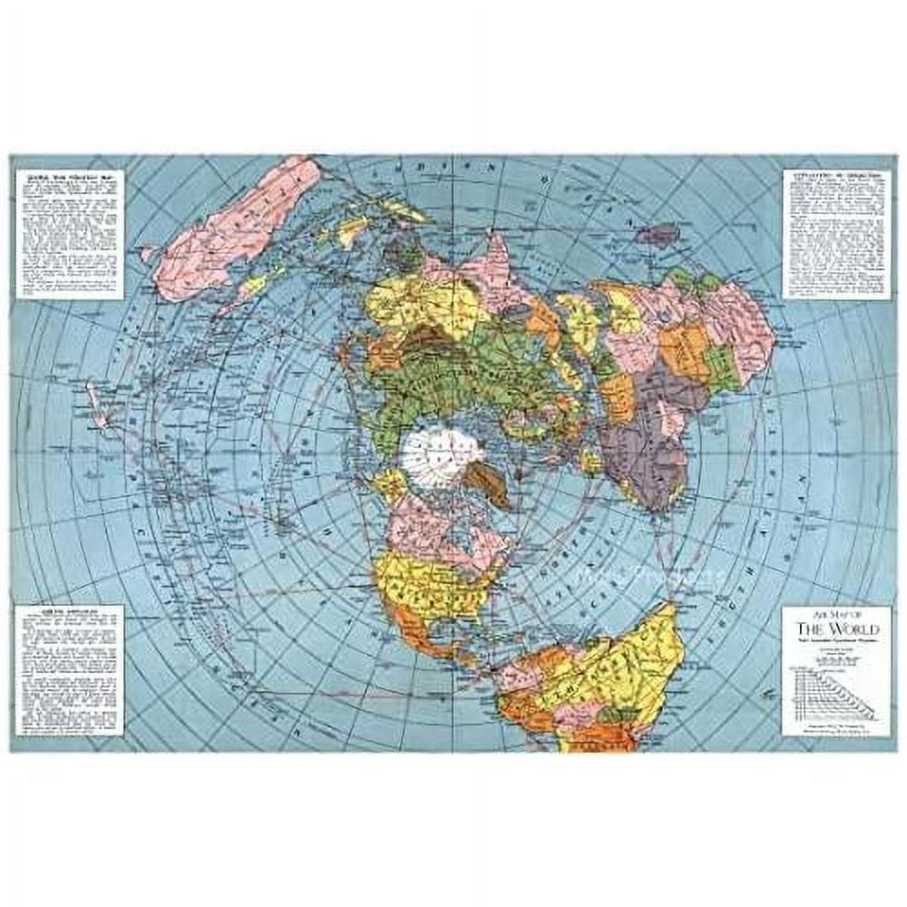 Flat Earth Map Polar Azimuthal Equidistant Projection 1943 Wwii (20