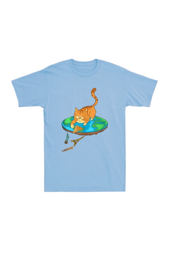 Flat Earth Society Conspiracy Theory Cat Animal Lovers Men'S T-Shirt All Size S-5XL