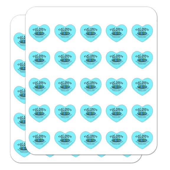 Flat Earth Society Members Around the Globe Funny Humor Heart Shaped Planner Calendar Scrapbook Craft Stickers