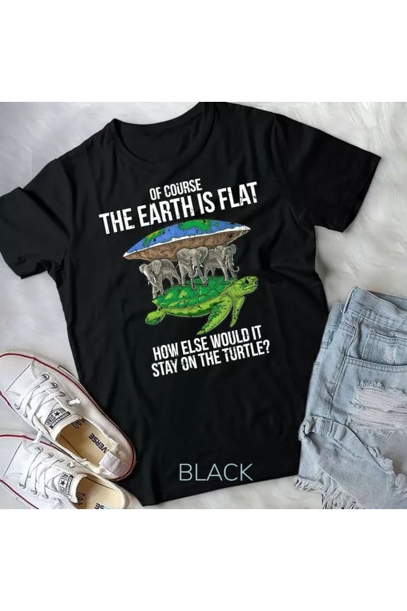 Flat Earth Society T Shirt Turtle Elephants Men Women Gift Unisex T-Shirt