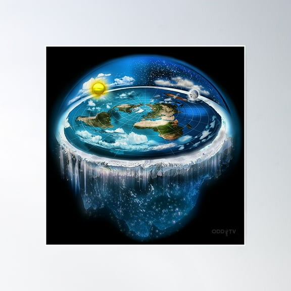 Flat Earth With Dome Art Poster Wall Art, Modern Wall Decor, 30x30 UNFRAMED