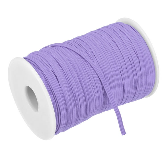 Flat Elastic Band for Sewing 1/8" x 109 Yards Light Purple Braided Stretch Strap Cord Roll for Wigs Crafts