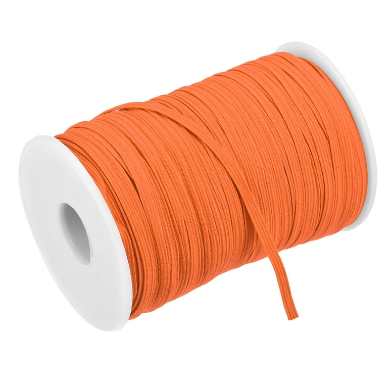 Flat Elastic Band for Sewing 1/8 x 109 Yards Orange Braided Stretch Strap  Cord Roll for Wigs Crafts