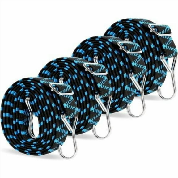 Flat Elastic Bungee Cords with Hooks 2M, Adjustable Elastic Bungee Cord with Metal Hook, Elastic Rope for Luggage, Wide Elastic Moving Strap for Bike, Motorcycle, Car, Tarpaulin, Camping, Trailer