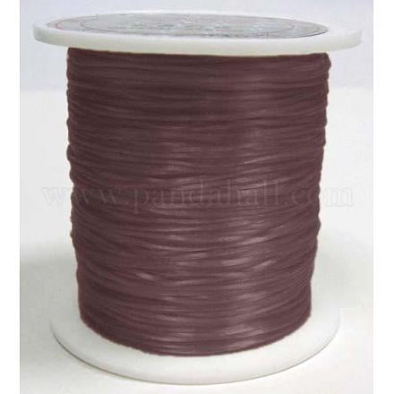 Flat Elastic Crystal String Elastic Beading Thread Dyed Saddle Brown 0.8mm about 65.61 yards/roll