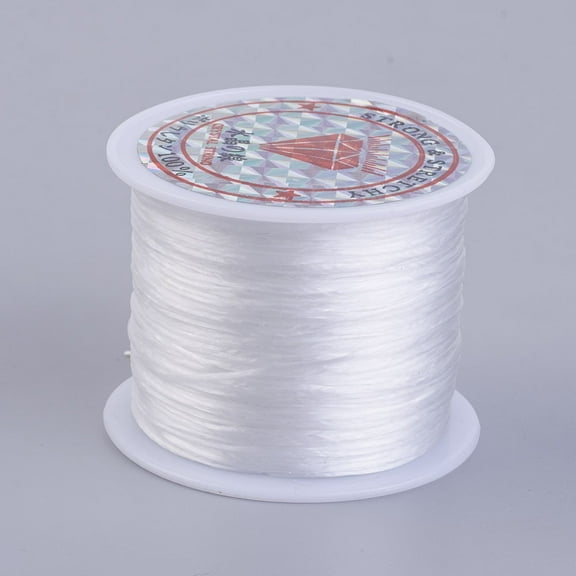 Flat Elastic Crystal String Elastic Beading Thread for Stretch Bracelet Making White 0.5mm about 49.21 yards(45m)/roll