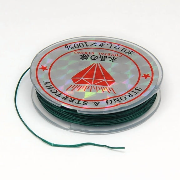 Flat Elastic Crystal String String Cord Crystal Threads Dark Green 0.8mm about 10.93 yards(10m)/roll