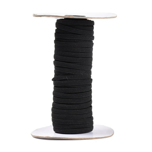 Flat Elastic Rubber Cord/Band Webbing Garment Sewing Accessories Black 6mm about 30m/roll