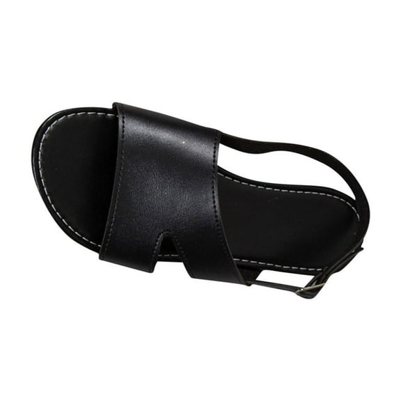 Flat Elastic Sandals for Women Beach Sandals Summer Strappy Flat Sandals Black 9