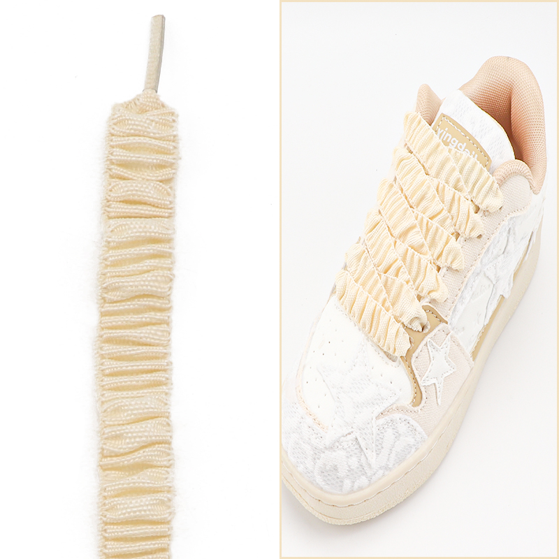 Flat Elastic Silk Shoe Laces Cute Girly Style Lace Fungus Shoelaces for