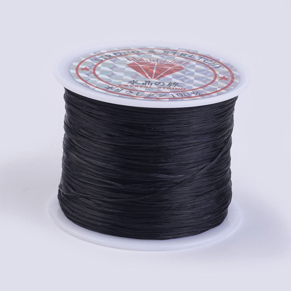 Flat Elastic String Elastic Beading Thread for Stretch Bracelet Making Black 0.5mm 49.21 yards(45m)/roll Diy