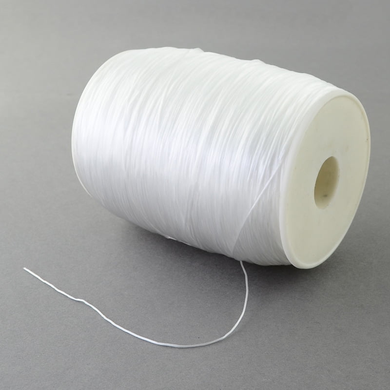 Flat Elastic String Elastic Beading Thread for Stretch Bracelet Making White 1mm about 765.52~874.89 yards(700~800m)/roll