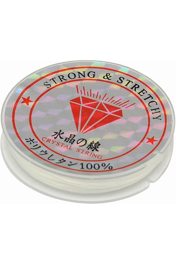 Flat Elastic String String Cord Threads White 0.8mm about 10.93 yards(10m)/roll