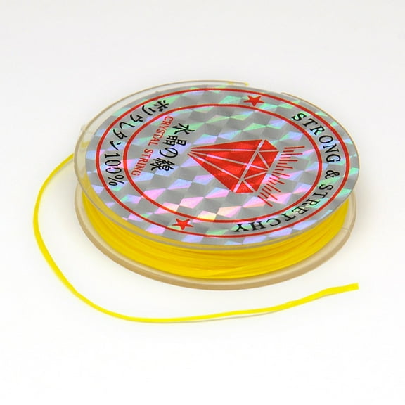 Flat Elastic String String Cord Threads Yellow 0.8mm about 10.93 yards(10m)/roll