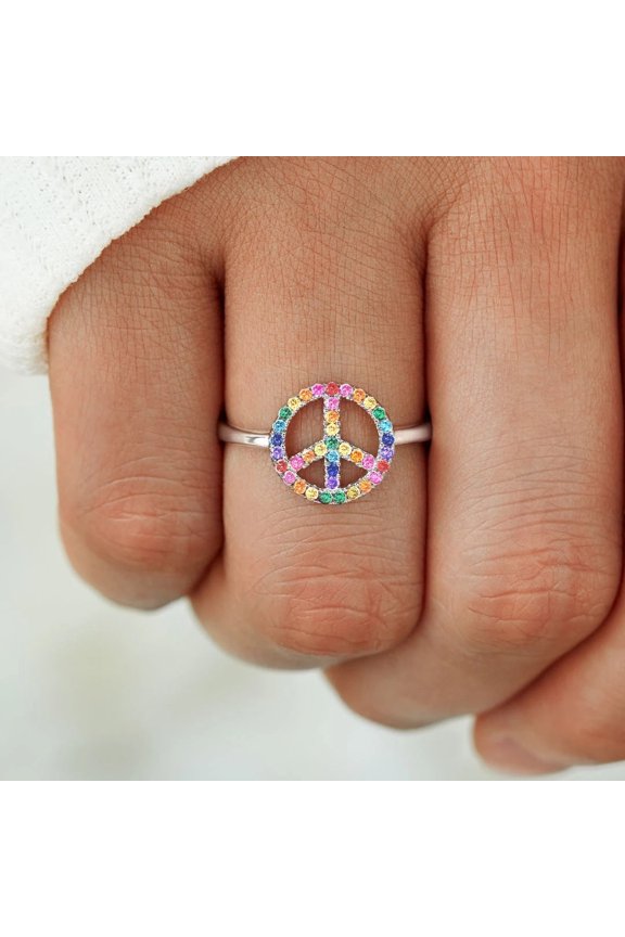 Flat Element Micro Inlaid Ring Round Jewelry