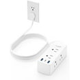 Flat Extension Cord 10ft, Olcorife Flat Plug Power Strip with 6 Outlets