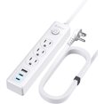 Flat Extension Cord 25 ft, Flat Plug Power Strip with USB Ports, Flat