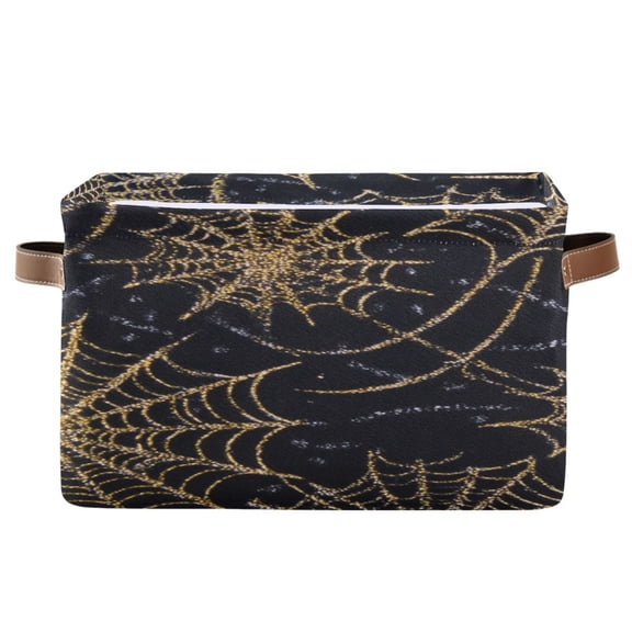 Flat Fabric with Araneid Net Square Storage Bins with Handles Collapsible Containing Box 1 Pack