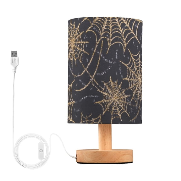 Flat Fabric with Araneid Net Table Lamp with USB Port LED Warm Light Lamp Night Light Home Decor