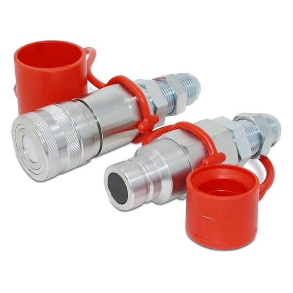 Flat Face Hydraulic Quick Coupler, 3/4" Body x #12 JIC Skid Steer Bulkhead Mount