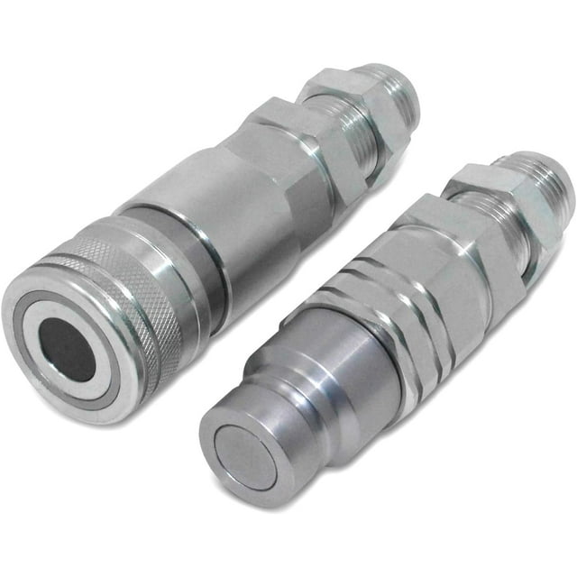 Flat Face Hydraulic Quick Coupler, 5/8" Body x 12 JIC Skid Steer