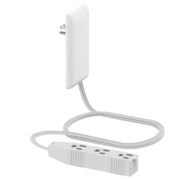 Wall Outlet Concealer, Flat Outlet Extender with 3 Receptacles, Ultra Thin Wall Plate Plug & Power Strip, 3FT Cord for Home Office Travel, White