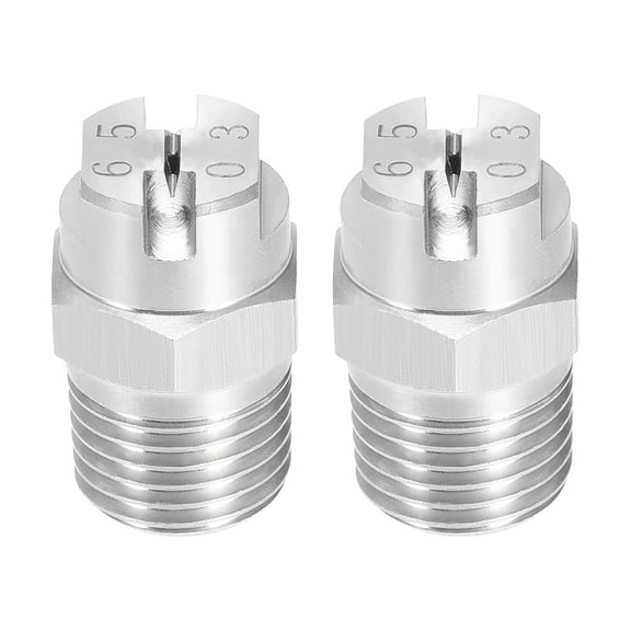 Flat Fan Spray Tip - 1/4 BSPT Male Thread 304 Stainless Steel Nozzle - 65 Degree 1.1mm Orifice Diameter - 2 Pcs