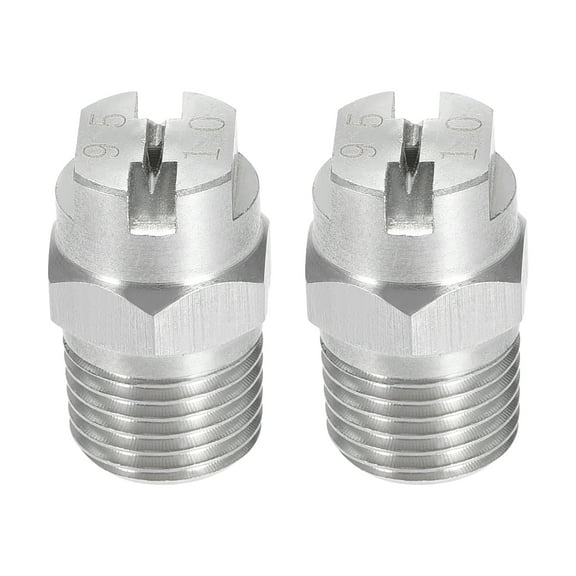 Flat Fan Spray Tip - 1/4 BSPT Male Thread 304 Stainless Steel Nozzle - 95 Degree 2mm Orifice Diameter - 2 Pcs
