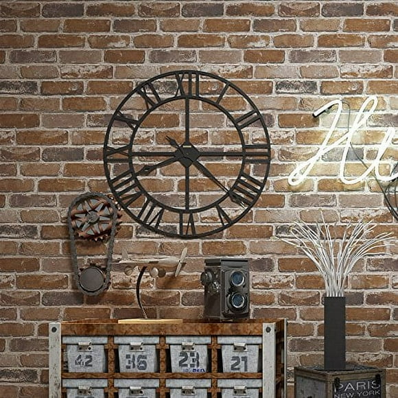 Flat Faux Brick Stone Wallpaper Roll 3D Effect Blocks Vintage Home Decoration Brown