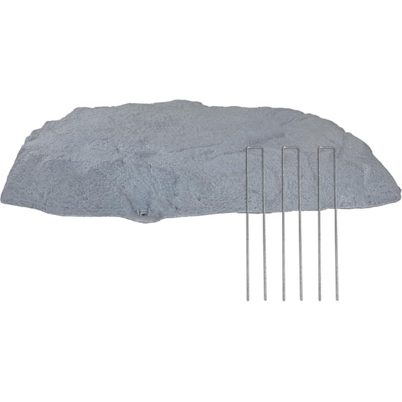 Flat Faux Landscape Rock Cover - Lightweight Polyresin Artificial Stone Septic Cover - Gray - 3.5" H