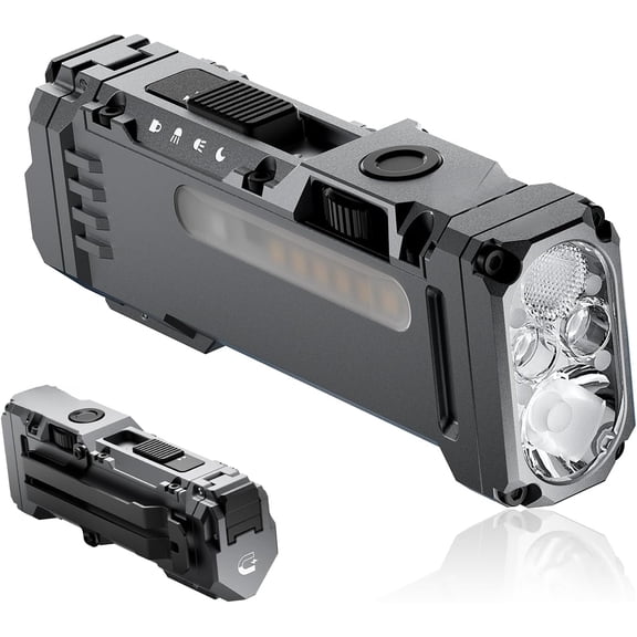 Flat Flashlight with RGB Light, 1500 Lumens Mini Flashlight with Tactical Switch and Magnetic, IP68 Portable Pocket Clip USB C Flash Light for Camping, Checking, Emergencies