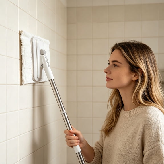 Flat Floor Mop with Self Wringing System Hands Free Cleaning Tool for Hardwood Tile Wall Bathroom 53.1 Inch