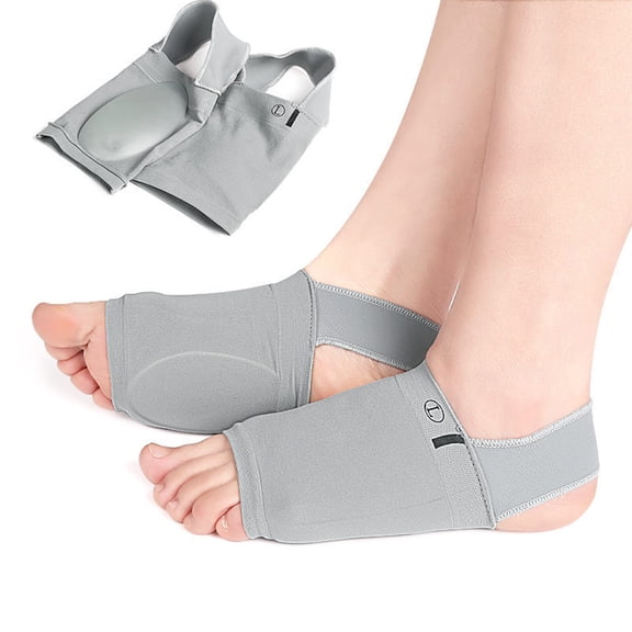 Flat Foot Bandages Arch Support Sleeves Arch Insoles Flat Foot Wrap Bandages Soft Elastic Foot Fabric Protector Arch Support Wrap for Foot Orthotics and Pain Relief Grey